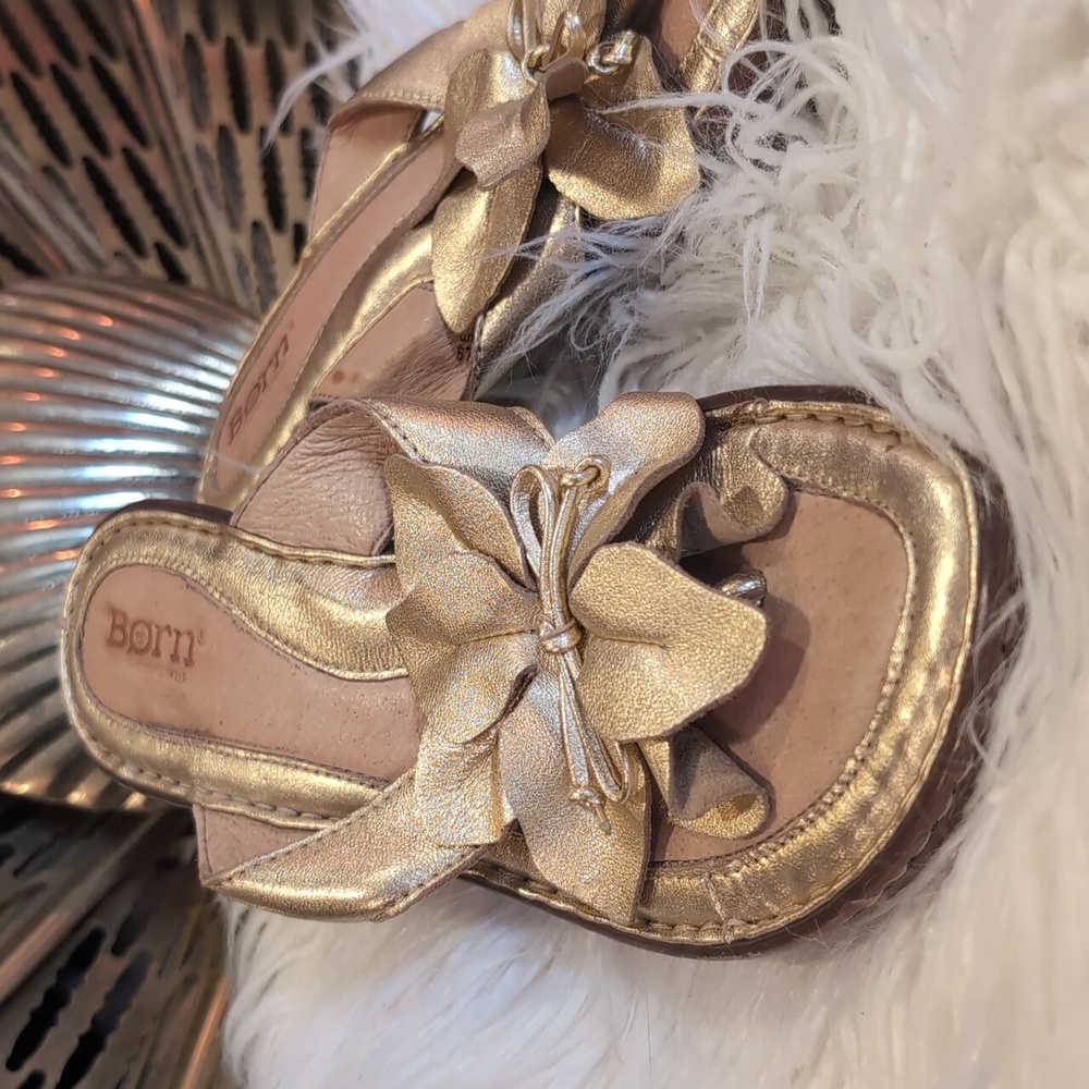 Born Gold Women's Sandals with Bow Accent